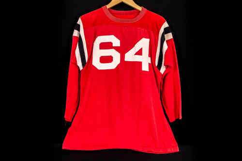 #64 Red 3/4 Sleeve Knit Football Jersey