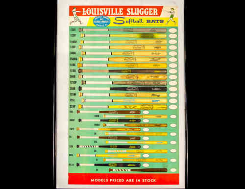 Louisville Slugger Softball Bats Store Display Poster, Framed