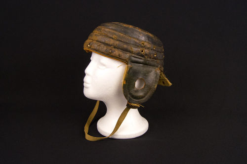 Early 1910s Spalding Leather Flat-top Football Helmet