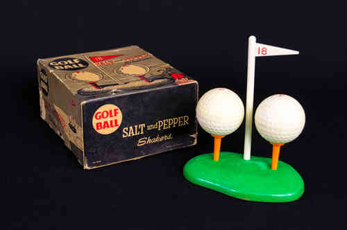 New-In-Box Golf Ball Salt and Pepper Shakers