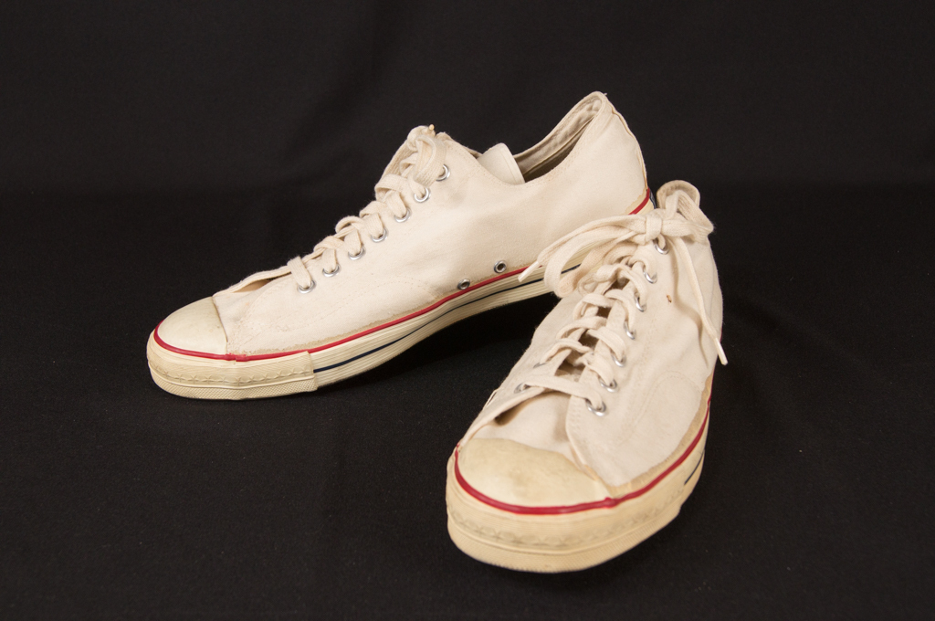 60s White Converse Coach Style Canvas Shoes Size 14